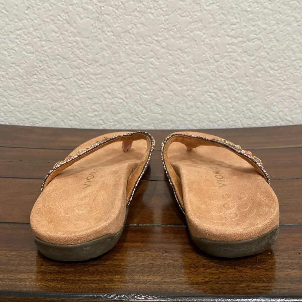 Vionic Lucia Snake Leather Jeweled Sandals  Size 9
